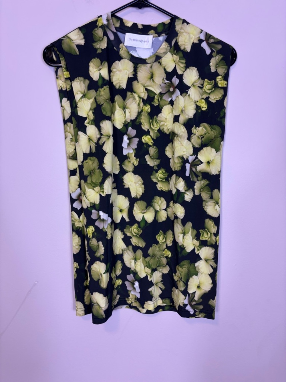 Christian Wijnants Black Yellow Green Floral Sleeveless Top XS